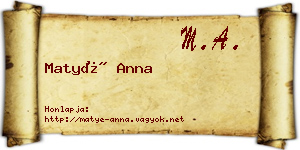 Matyé Anna névjegykártya